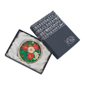 February Mountain Mother of Pearl Compact Mirror – Dual Magnification Gift for Women, Mom, Sister – Birthday or Christmas Idea (1, Midnight Peony)