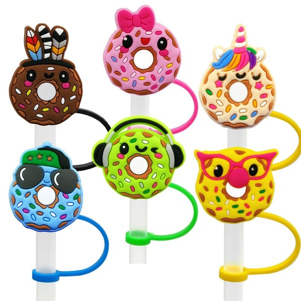 Donut Straw Cover - 6 Pack Cute Reusable Drinking Straws