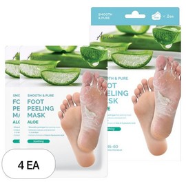 Arial Smooth & Pure Aloe Hyaluronic Acid Soothing Foot Peeling Mask Soothing, 68g, 4 pieces, 2 sheets / 아리얼 스무스 앤 퓨어 알로에 히알루론산 수딩 풋 필링 마스크 수딩, 68g, 4개, 2매