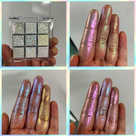 SZDYM Professional super multi-chrome 9 color eyeshadow palette,long-lasting and handmade chameleon eyeshadow,100% Vegan and Cruelty Free with special colors,Super Smooth and Highly Pigmented (#02)