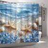 EUBTPA Starfish Shower Curtain Seacoast Sand Seashells Blue Flower Tropics
