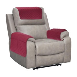 sourcing map 3 PCS Armrest Covers, Couch Arm Cover Furniture Protect Slide Recliner Chair Armchair Covers with Side Storage Pocket for Sofa Recliner, Red