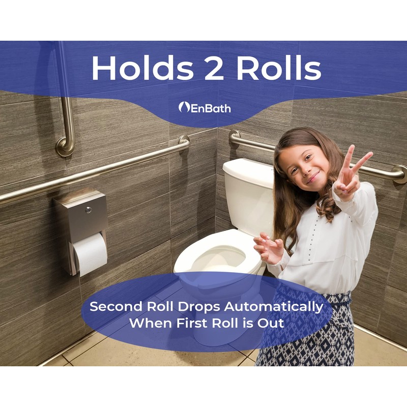 Commercial Toilet Paper Dispenser, 2 Roll Stainless Steel Toilet Paper
