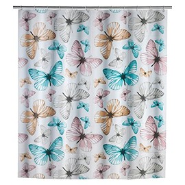 Wenko "Butterfly Shower Curtain, Multi-Coloured, 180 x 200 x 1 cm
