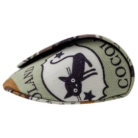 Pearl 092912 Glasses Case Semi Hard Case Magnetic Black Cat Patch Pattern Retro Green