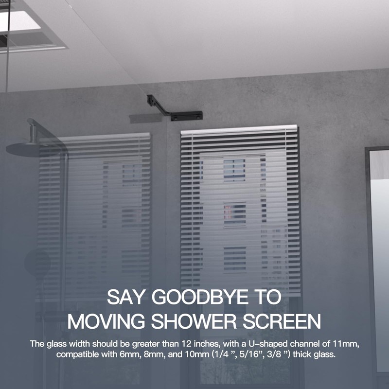 AatrixQuayn Shower Glass Support Bar, Both Sides Available, Frameless Bathroom