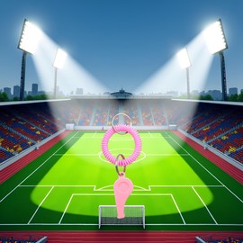 Pink Plastic Sport Whistle with Stretchable Coil Bracelet Keychain – Loud Clear Whistle for Coaches, Referees, Soccer, and Outdoor Activities, Key Ring for DIY Name Tags, Car Keychain, Whistles