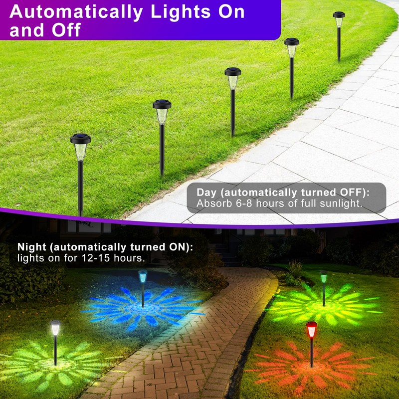 FIFlying 8 x RGB Solar Lights for Outdoor Use