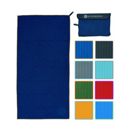 ECCOSOPHY Microfiber Gym Towel for Working Out - Quick Dry Towels with Highly Absorbent Ribbed Texture for Sweat During Workout Yoga Sports & Camping - Ideal for Fitness & Exercise (71x35-Navy)