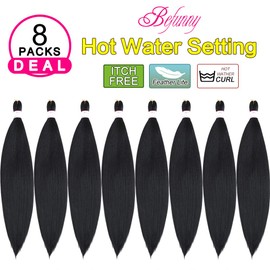 Befunny Pre Stretched Braiding Hair Two Tone Pink Pre Stretched/Prestretched Braid Hair 8 Packs 24 Inch Colourful Synthetic Crochet Hair For Human Braids Yaki Straight, Itch Free(24",T1B/Pink)