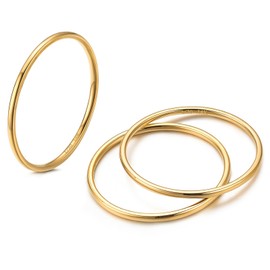 NOKMIT 3PCS 1mm 14K Gold Filled Rings for Women Girls Thin Gold Ring Dainty Cute Thumb Pinky Band Non Tarnish High Polished Comfort Fit Size 4 to 11 (4)