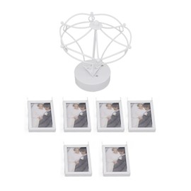 Rotating Photo Display Frame Multifunctional Removable Stable Metal Desktop Photo Display for Home and Office Decoration White