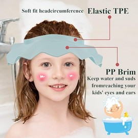 Gorro de ducha para bebé, champú seguro, protección de baño, suave y ajustable, para lavarse, cabeza, ojo, gorras de champú para niños, bebés, niños, 