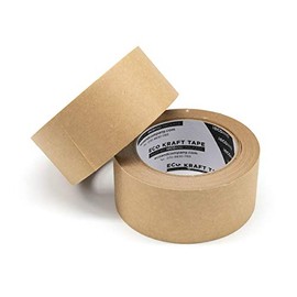 ECOAND Brown Kraft Paper Tape, 2” x 43 Yards, Writable Non-Coated Surface for Masking, Sealing, and Packaging Use, Eco-Friendly and Recyclable, Easy-to-Tear (Non-Printed(2pcs))