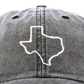 DALIX Texas Hat Lone Star State Mens Womens Baseball Cap Washed Black