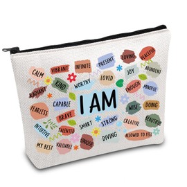 Motivational Gift Christian Gift Inspirational Quote Makeup Bag My Daily Affirmations Zipper Pouch Baptism Gift Affirmations Bag (I AM ca)
