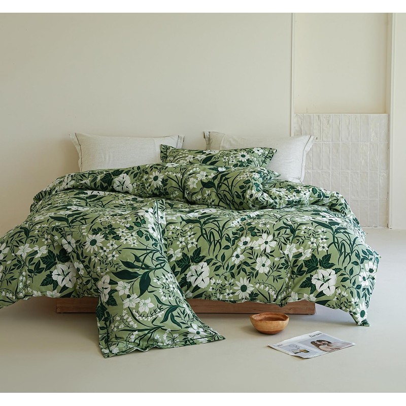 Floral Comforter Queen Size - 100% Cotton Green Comforter Set