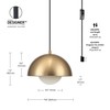 Globe Electric 65696 Amelia 1-Light Plug-in Pendant Lighting, Matte Brass,