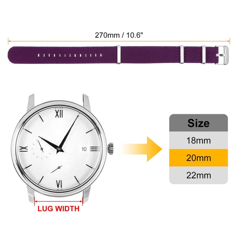 HARFINGTON Elastic Nylon Watch Band 20mm One-Piece French Watch Strap