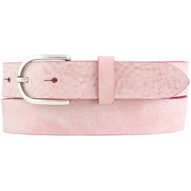 BELTINGER Children's Belt Made of Soft Full Cowhide Leather Vintage Look 3 cm Leather Belt for Girls 30 mm Narrow Belt Used Look, Dusky pink antique silver
