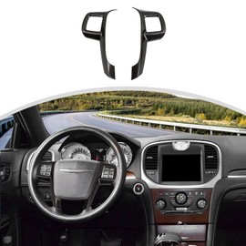 CheroCar for Chrysler Steering Button Trim Cover ABS Decoration Interior Accessories for Chrysler 300/300C 2010-2014,for Chrysler Grand Voyager 2011-2014 (Carbon Fiber)