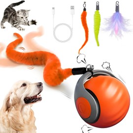 Speedy Tail 2.0,Speedy Tail Cat Toy,Smart Interactive Cat Ball Toy for Indoor Cats with 3 Tails 2 Speeds,Obstacle Avoidance Smart Cat Toys for Keep Them Busy for Small/Medium/Large Cats (Orange)