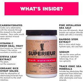 Superieur Electrolytes Watermelon 70 Servings - Natural Watermelon Flavor, Hydration Supplement with Acerola Berry Extract & ionic Trace Minerals - Drinks, Healthcare