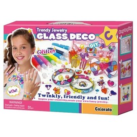 DIY Window Paint Art & Crafts, Kids Boys and Girls Drawing Jewelry Toys Making Kit Set, Colored Sparking Plactic Glitter Charms Bracelet Accessories Inspired Gifts Pack, Ideal Creative Activity Gift Easter Christmas Birthday Family Night (Trendy Jewelry 