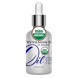 Dr Joe Lab Organic Vitamin E Oil USDA Certified Organic Tocopherol Vitamin E 100% Natural 43000 IU 1 oz & Dropper for Skin Face Hair Nails Body Eyelashes Hydrate Rejuvenate Moisturizer Antioxidant