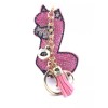 Bling Pink Llama Diamond Keychain Glitter Golden Tassel Charm Accessory