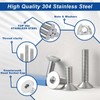 Zmbroll 500Pcs M2 x 4/5/6/8/10/12/16/20mm Countersunk Head Socket Cap Screws