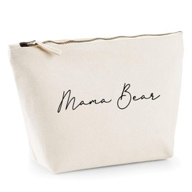 Womens Mama Bear Makeup Bag - Slogan Mothers Day Gift Ideas for Her - Mum Daughter Ideas, Natural, L