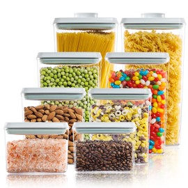 Tourdeus Pop Top Food Storage Containers - 8 Pack Kitchen Storage Containers, BPA-Free Pantry Containers with Lids Airtight, Food-Grade Air Tight Containers for Food with Measurement Marks
