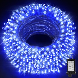 Christmas String Lights, 98FT 300LEDs Indoor Outdoor String Lights 8 Flashing Modes with End-to-End Plug, Waterproof Fairy Lights for Bedroom Wedding Party Decorations (Blue)