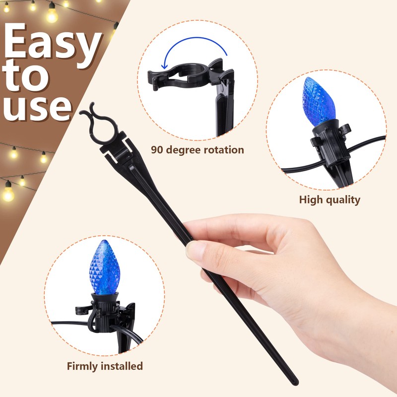 Christmas Light Stakes,100pcs Yard Lawn Light Stakes for C7 C9