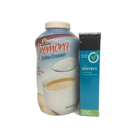 Borden Cremora Non Dairy Coffee Creamer Powder 35.3 oz with Plastic Coffee Stirrers