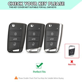 FT FUNTOR Car Key Cover for VW,3 Buttons TPU for VW Key Cover Fit for Volkswagen Golf 7 Mk7 Polo Jetta 4 Touran T-Roc Tiguan Seat Leon 3 Ibiza 4/5 Toledo 4 Ateca Skoda Rapid Spaceback (Black)