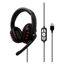Dynamode USB Headset with Microphone - Wired Headphones for Computer, Laptop, Gaming, Office,Work - DYNA-MX878 Red/Black Adjustable Sound Cancelling Headphones for Skype, Chat, Calls, Streaming