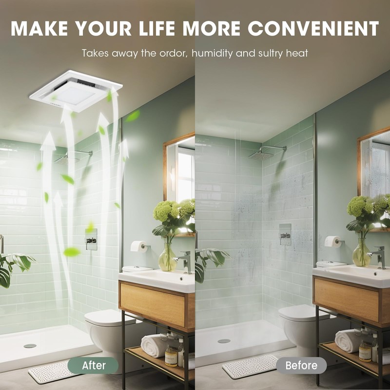 FASDUNT 120 CFM Bathroom Exhaust Fan with Light, Ceiling Ventilation