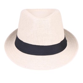 Unisex Fedora Hat Trilby Cuban Sun Protection Short Brim (US, Alpha, Small, Medium, Beige)