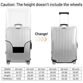 THMINS 2 Pcs Clear Luggage Cover Protectors,Transparent PVC Anti-scratch,Waterproof,Dustproof Travel Suitcase Cover for Wheeled Luggage(24"+28")