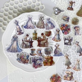 Alideco 80Pcs Vintage Victorian Tea Scrapbooking Stickers Scrapbook Paper Aesthetic Kawaii Girls Stickers for Journaling Assorted Phone Adult(chouduanshijia)