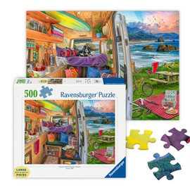Ravensburger - Rig Views - 500 Piece Large Format Jigsaw Puzzle - Stunning Imagery - Bold Colors & Intricate Details - Adventure in Van Life - Premium Quality - Puzzles for Adults