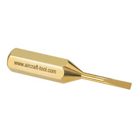 Wicks Aircraft Brass Compass Screwdriver, CNC Machined, Flat Head, Gold, 3" Long