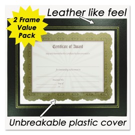 NuDell 21202 8.5 x 11 Inches Leather Grain Certificate Frame Two Pack, Black