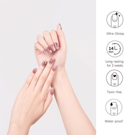 DANNI & TONI Semi Cured Gel Nail Strips Ombre (Nebula) Stars Gel Nail Polish Stickers Glossy Nail Wraps 28 Stickers