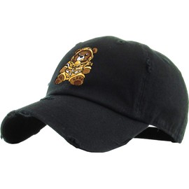 KBSV-3099V BLK-GLD Hustle Bear Baseball Cap Dad Hat Adjustable Cotton Vintage
