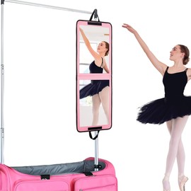 LPHUMEX Pink Portable Folding Dance Kit - 32x13 Full Length Mirror