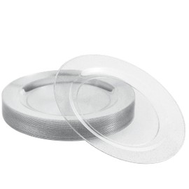 MATANA 25 Premium Clear Hard Plastic Dessert Plates with Silver Glitter, 19cm / 7 Inch - Elegant & Reusable Small Side Plates, Starter Plates for Weddings, Birthdays, Picnic, BBQ, Parties
