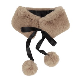 Felice Ann Women's Fall Winter Warm Soft Faux Fur Collar Self Tie Warp Neck Warmer Scarf, Khaki 2in Lengthen, One Size